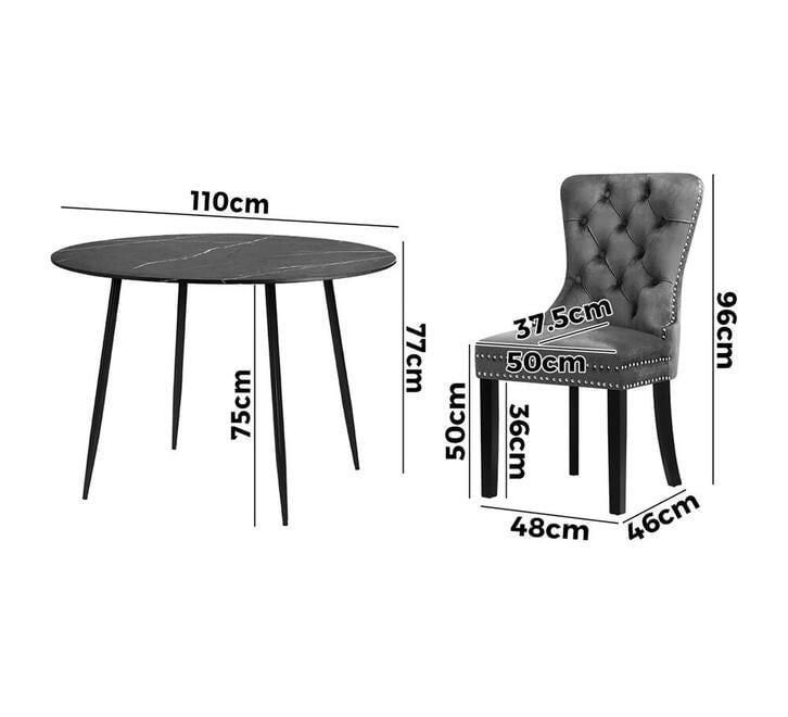 Pritchard 4 Seater Grey Round Dining Table Set