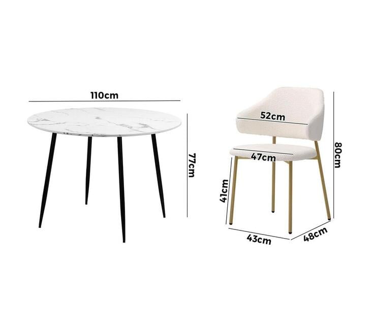 Venetia 4 Seater Black Round Dining Table Set