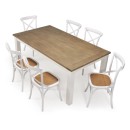 Quebec 1800 Dining Table + 6 White Cross Back Dining Chairs