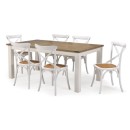 Quebec 1800 Dining Table + 6 White Cross Back Dining Chairs