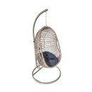 Dune Hanging Egg Chair - Natural Wick - Navy Cushion