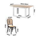 Doris 4 Seater Black & Oak Rectangle Extendable Dining Table Set