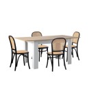 Doris 4 Seater Black & Oak Rectangle Extendable Dining Table Set