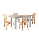 Doris 4 Seater White & Oak Rectangle Extendable Dining Table Set