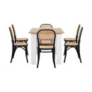 Doris 6 Seater Black & Oak Rectangle Extendable Dining Table Set