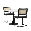 Levo 2 Seater White & Black Round Dining Table Set