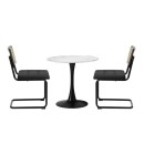 Levo 2 Seater White & Black Round Dining Table Set