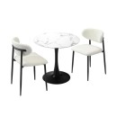 Olivero 2 Seater White & Black Round Dining Table Set
