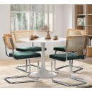 Osbert 4 Seater White & Green Round Dining Table Set