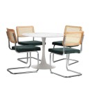 Osbert 4 Seater White & Green Round Dining Table Set