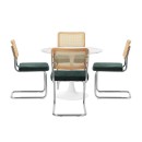 Osbert 4 Seater White & Green Round Dining Table Set